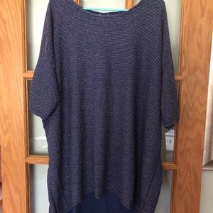 Lularoe 3XL Blue Metallic-Striped Irma